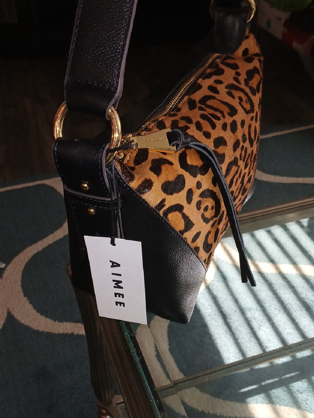 Aimee Kestenberg Leopard-Print Shoulder Bag With Calf Hair On Front - Picture 3 of 9